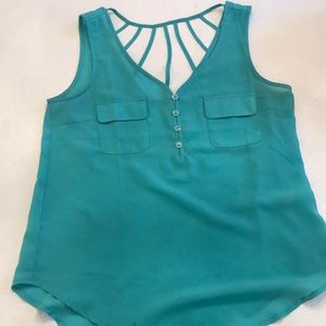 Teal Blouse with Detailed Front and Back